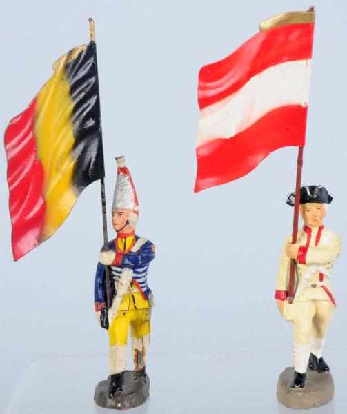 Appraisal: Elastolin Austrian Prussian Flagmen Composition cm Austrian and Prussian with