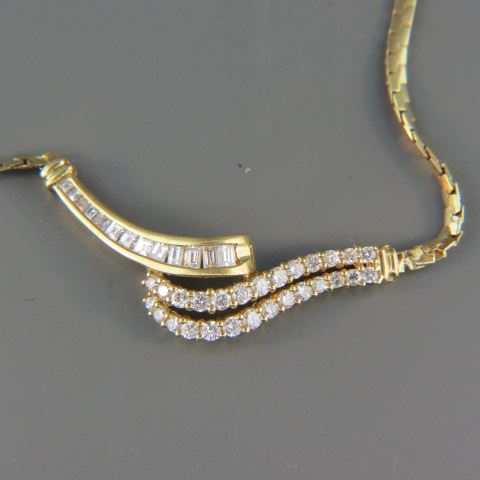 Appraisal: Diamond Necklace diamonds round baguette totaling carats in k yellow