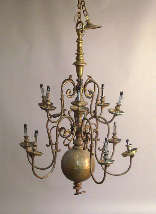 Appraisal: Large brass chandelier h