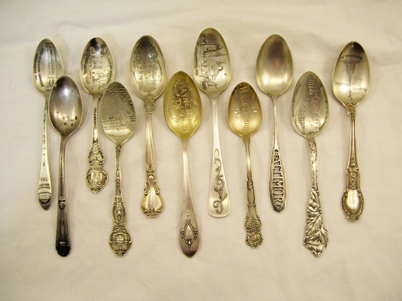 Appraisal: - Sterling Souvenir Spoons Lot includes Washington Pa Washington Seminary