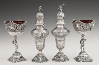 Appraisal: Group of Four German Silver Table Articles l Group of