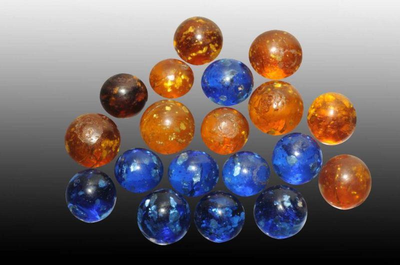 Appraisal: Lot of Mica Marbles Description Includes ten amber and nine