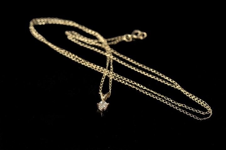 Appraisal: Fourteen-Karat Yellow Gold and Diamond Pendant Drop Necklace composed of