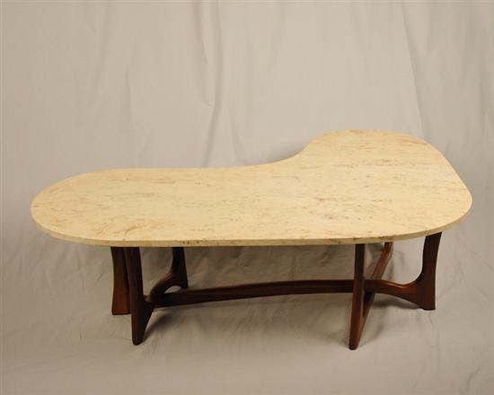 Appraisal: Craft Associates Boomerang Coffee Table with Walnut Base and yellow