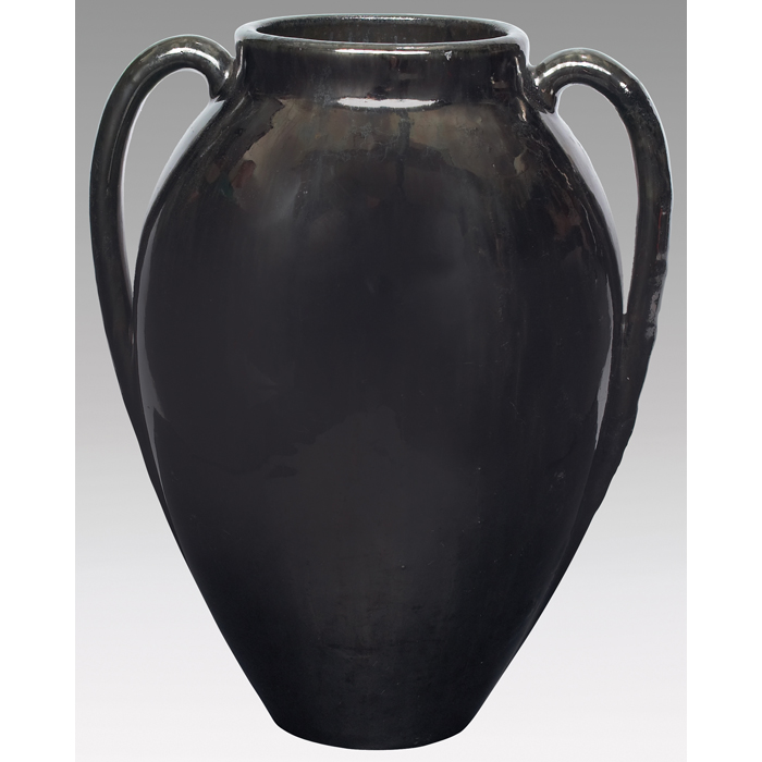 Appraisal: Unusual Fulper vase two-handled form with a mirrored black glaze