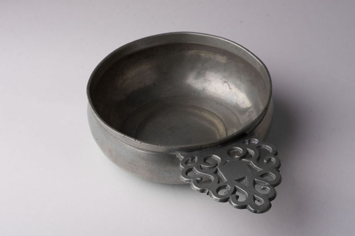 Appraisal: PEWTER PORRINGER PROBABLY BOSTON MASSACHUSETTS CIRCA - Height inches length