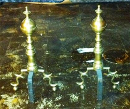 Appraisal: Pair of brass andirons th century