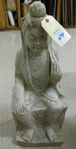 Appraisal: CHINESE FIGURAL WHITE GRANITE SCULPTURE the figure of a female