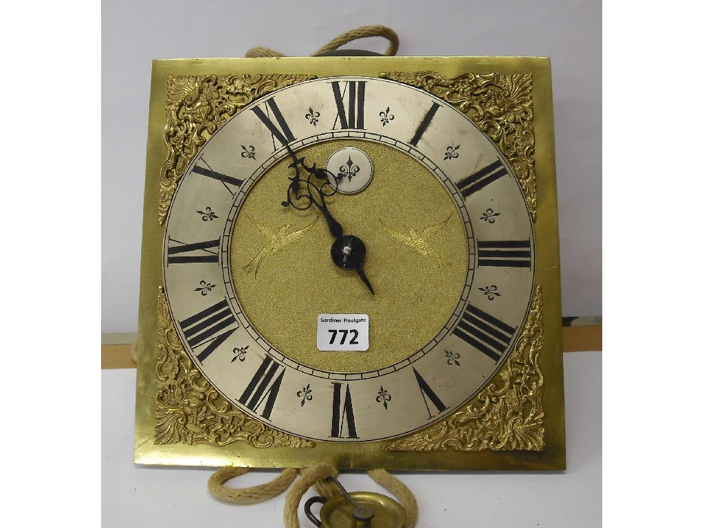 Appraisal: Thirty hour longcase clock movement the unsigned square brass dial