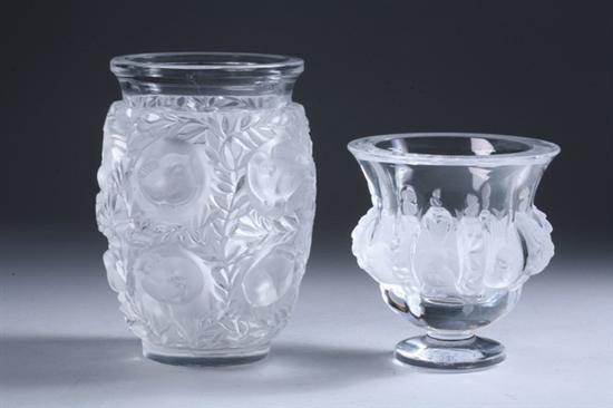 Appraisal: TWO LALIQUE CLEAR AND FROSTED GLASS VASES etched Lalique France