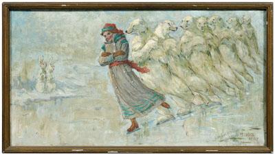 Appraisal: Frederick Stuart Church illustration New York - woman skating with