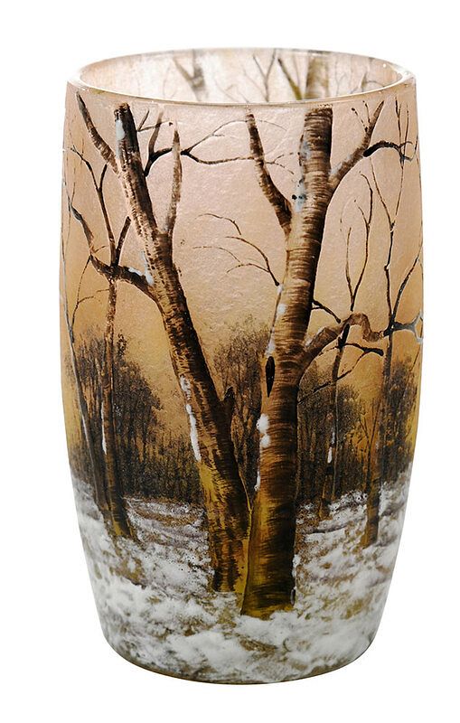 Appraisal: Small Daum Nancy Winter Scene Vase French early th century