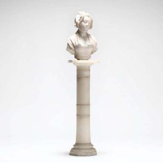 Appraisal: Antique Carved Marble Bust of a Beauty on Pedestal late