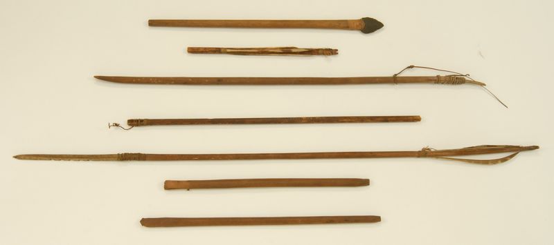 Appraisal: COLLECTION OF SIX INUIT FISH SPEARS AND ARROWS Two with