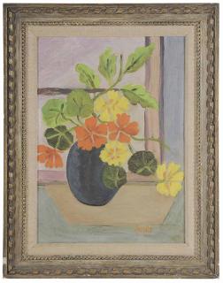 Appraisal: American School th century Still Life with Nasturtiums signed lower