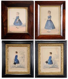 Appraisal: British School th century Four portrait miniatures of children Girl