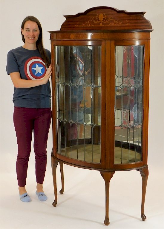 Appraisal: C American Mahogany Leaded Glass China Cabinet United States th