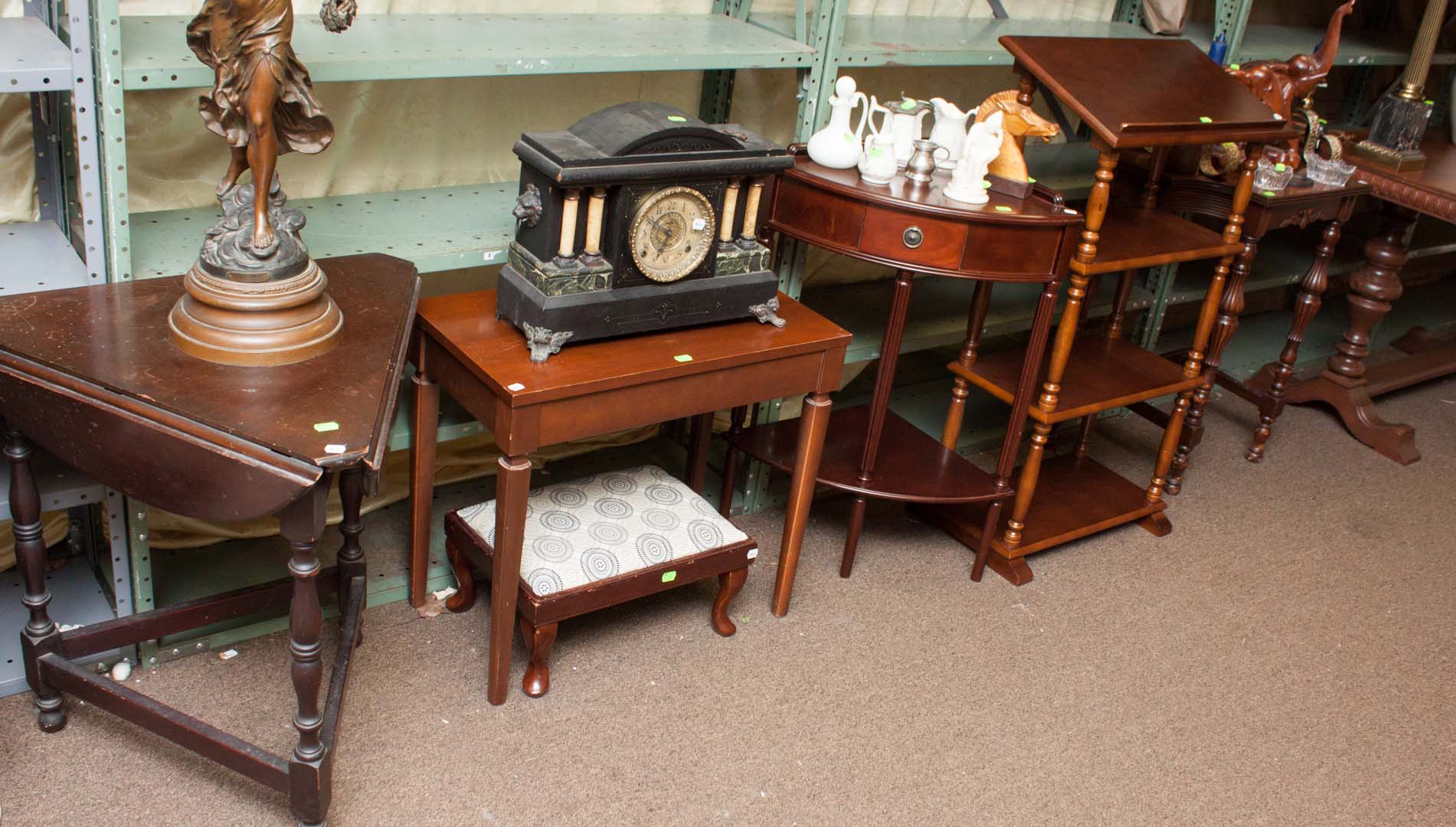 Appraisal: Six assorted pieces of mahogany furniture including triangle table end