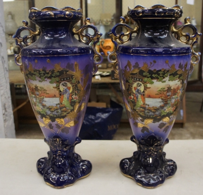 Appraisal: Pair Exeter Ware vase with Japenese decoration height cm cracks