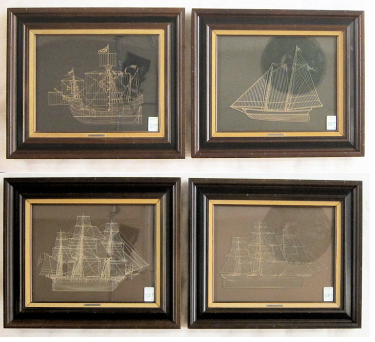 Appraisal: FOUR FRANKLIN MINT STERLING SILVER SILHOUETTE OF TALL SHIPS Each