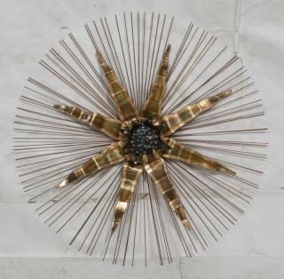 Appraisal: Brutalist Sunburst Welded Metal Wall Sculpture M Brutalist Sunburst Welded