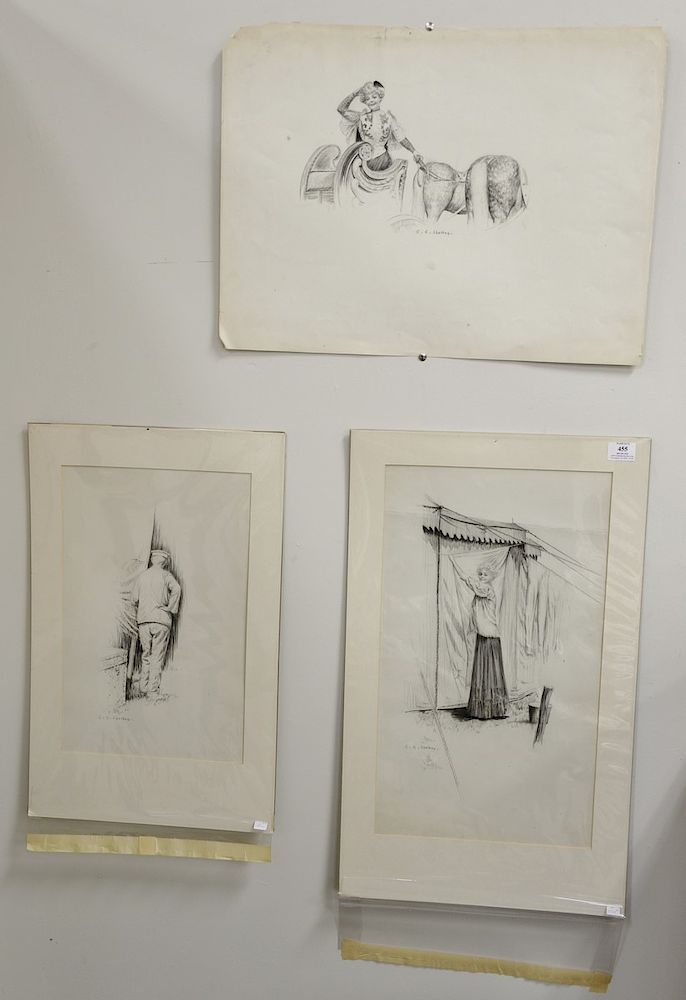 Appraisal: Charles Sheldon - group of three Illustration pencil and charcoal