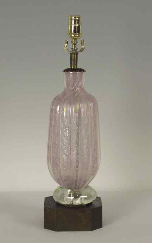 Appraisal: PALE PINK MURANO GLASS LAMP Possible Barovia Bolicante pink bubble