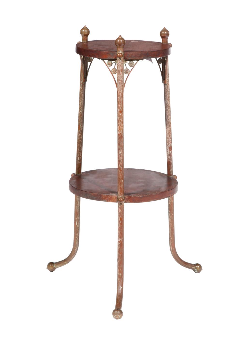 Appraisal: AMERICAN AESTHETIC WALNUT AND BRASS SIDE TABLEAmerican Aesthetic Walnut and