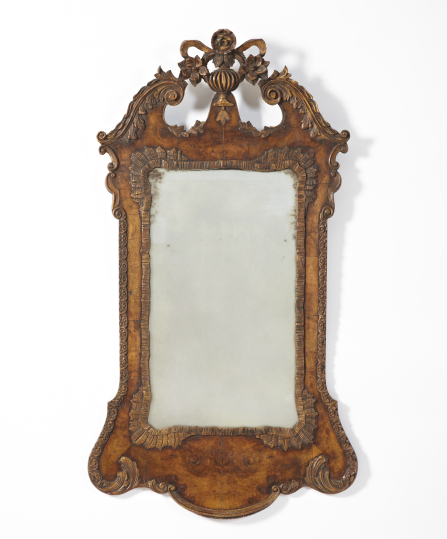 Appraisal: Good George III-Style Carved and Parcel-Gilt Walnut Looking Glass fourth