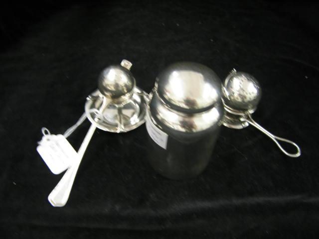 Appraisal: Sterling Silver Tea Items tea caddy infuser ball and two