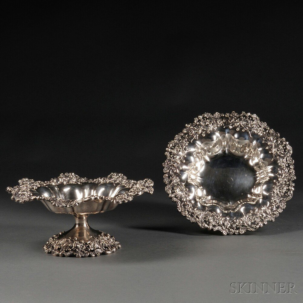 Appraisal: Pair of Graff Washbourne Dunn Sterling Silver Compotes New York