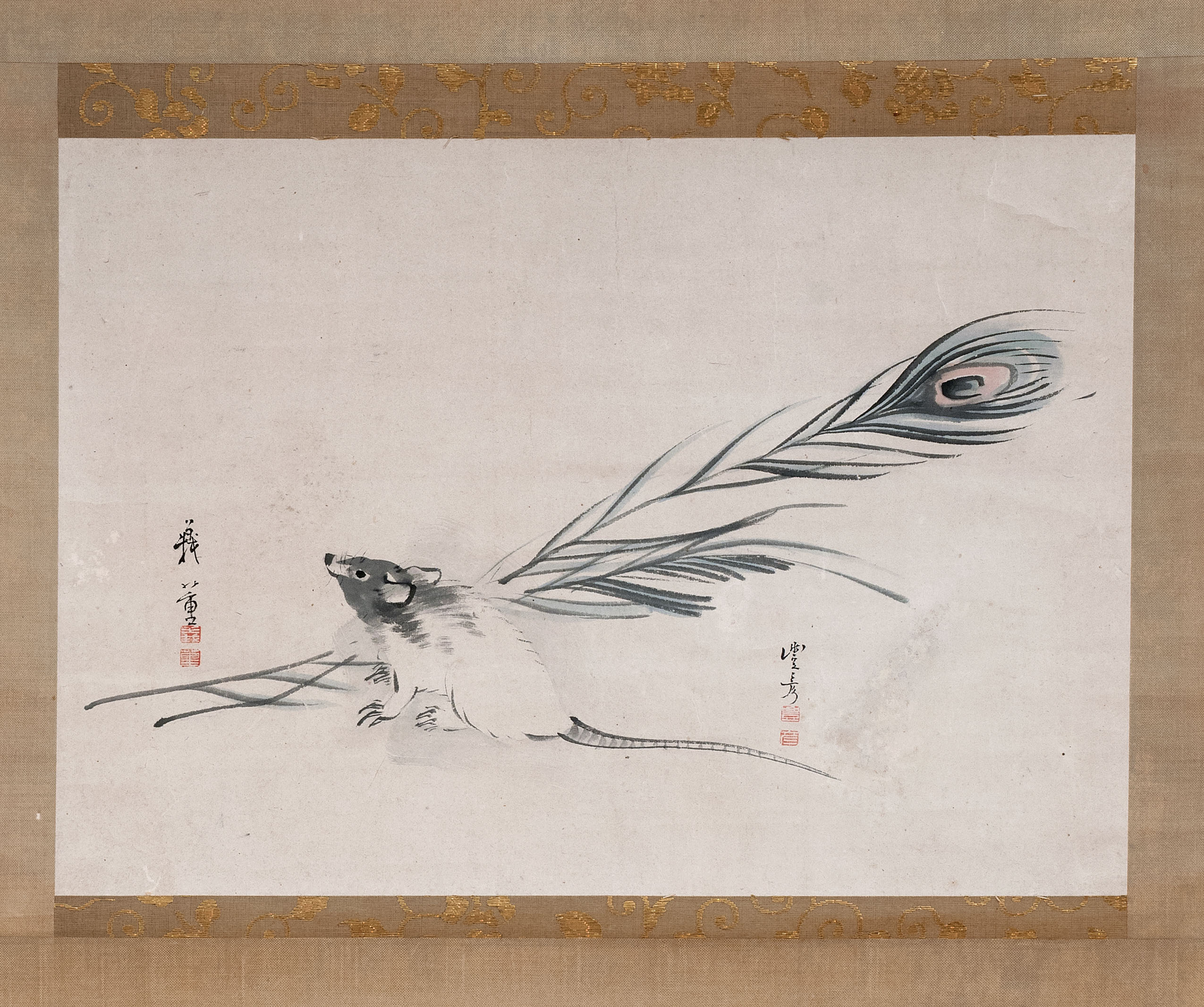 Appraisal: SCROLL PAINTING ON PAPER Meiji PeriodBy Toyohiro Depicting a rat