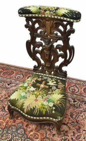 Appraisal: French oak prie-dieu prayer chair th c having padded top