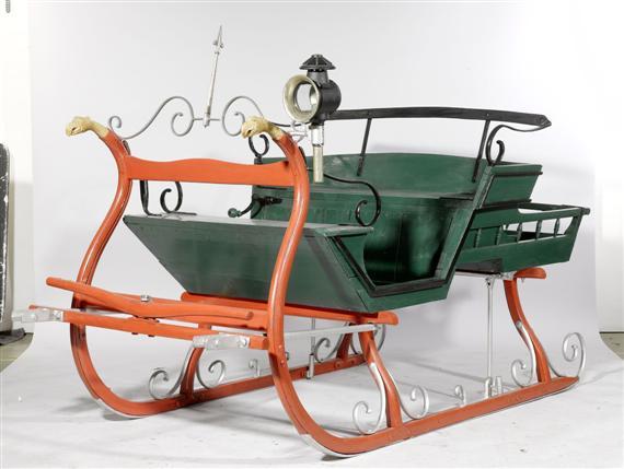 Appraisal: A SLEIGH probably Switzerland circa Wood painted in green and