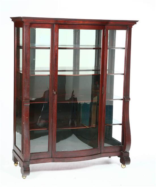 Appraisal: CHINA CABINET Mahogany with a step molded cornice semi mirrored