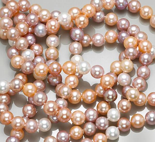 Appraisal: A multi-color freshwater cultured pearl necklace pearls measuring approximately x