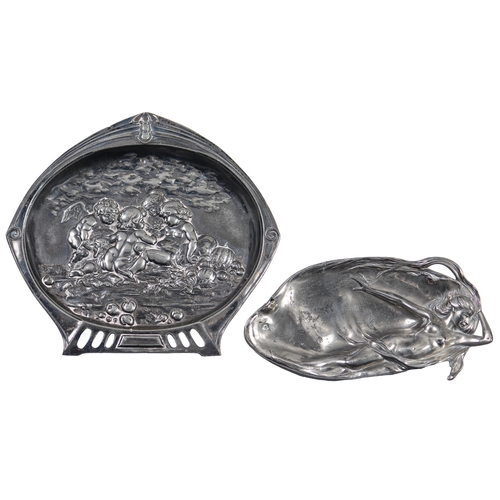 Appraisal: A WMF Jugendstil pewter figural card tray or vide poche