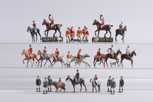 Appraisal: Lot of figures dogs and fox representing hunt figures mostly