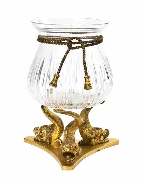 Appraisal: A Neoclassical Gilt Bronze and Cut Glass Center Bowl the