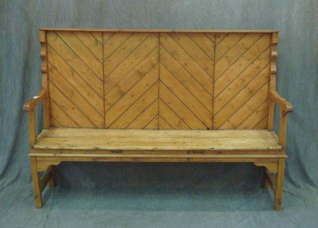 Appraisal: Pine High Back Bench From a Bedford home Dimensions x