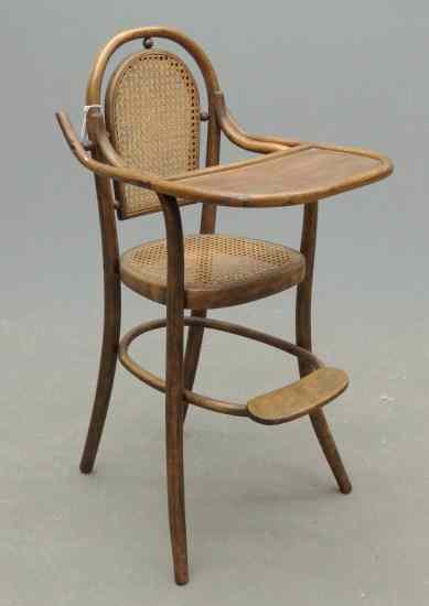 Appraisal: Bentwood child's cane seat highchair