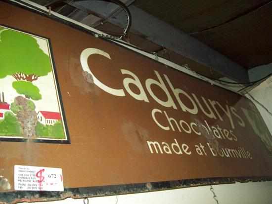 Appraisal: AN LARGE ANTIQUE ENAMEL SIGN 'CADBURYS CHOCOLATE'