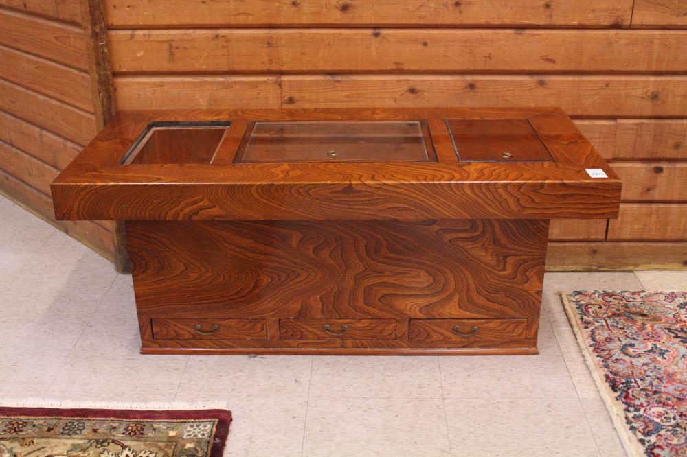 Appraisal: TRADITIONAL JAPANESE STYLE HIBACHI COFFEE TABLE late th century featuring