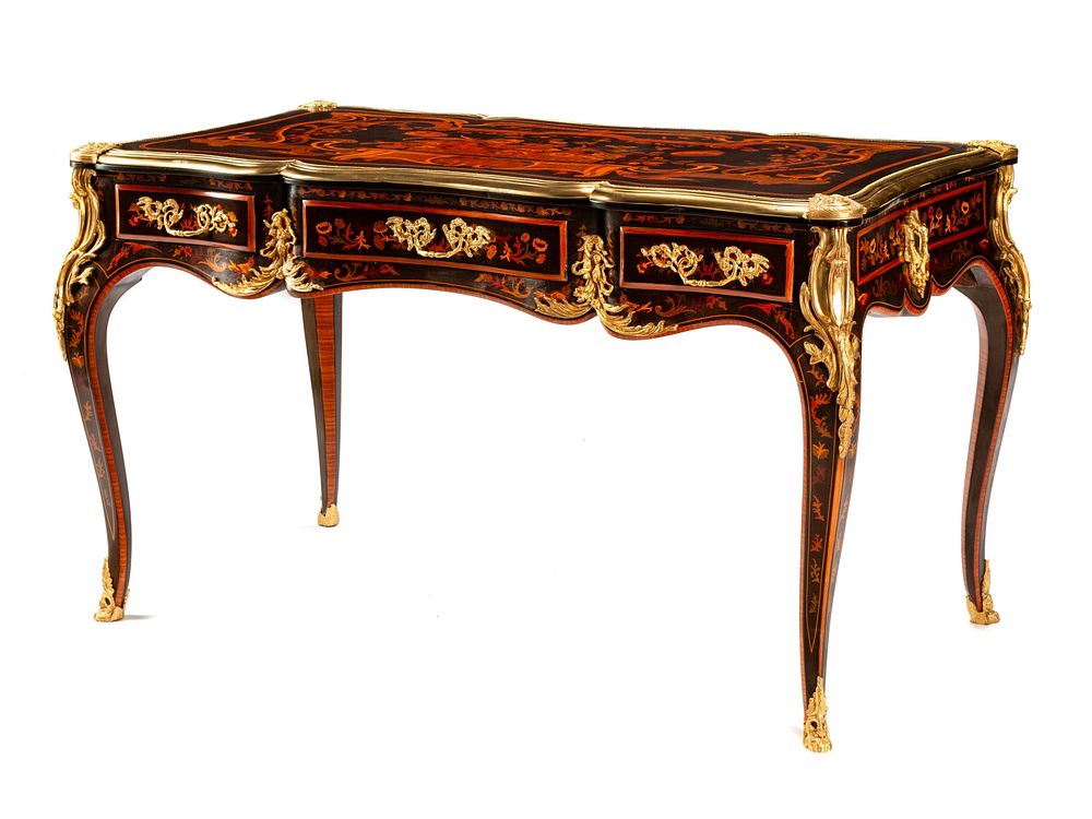 Appraisal: A Louis XV Style Gilt Bronze Mounted Marquetry Bureau Plat