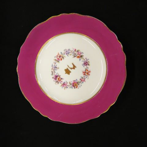 Appraisal: Mason's Porcelain Armorial Plates fine goldcrest with floral wreath burgandy