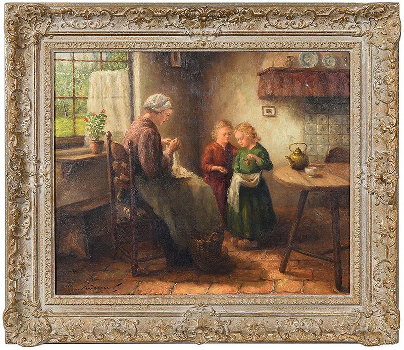 Appraisal: A J van Eybergen Dutch - Sharing Fruit signed lower