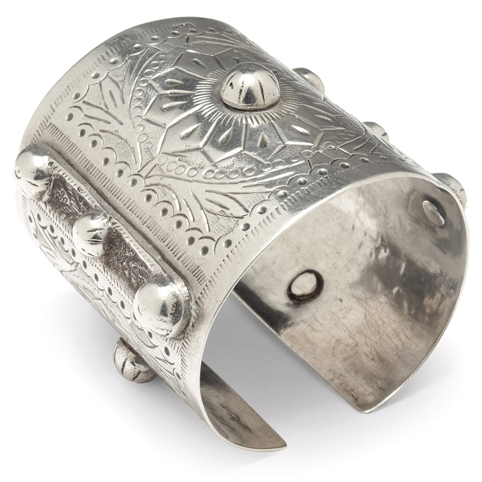 Appraisal: English cuff bracelet sterling silver large form with impressed geometric