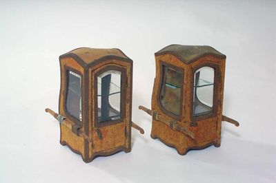 Appraisal: A pair of French late th century miniature vitrines in