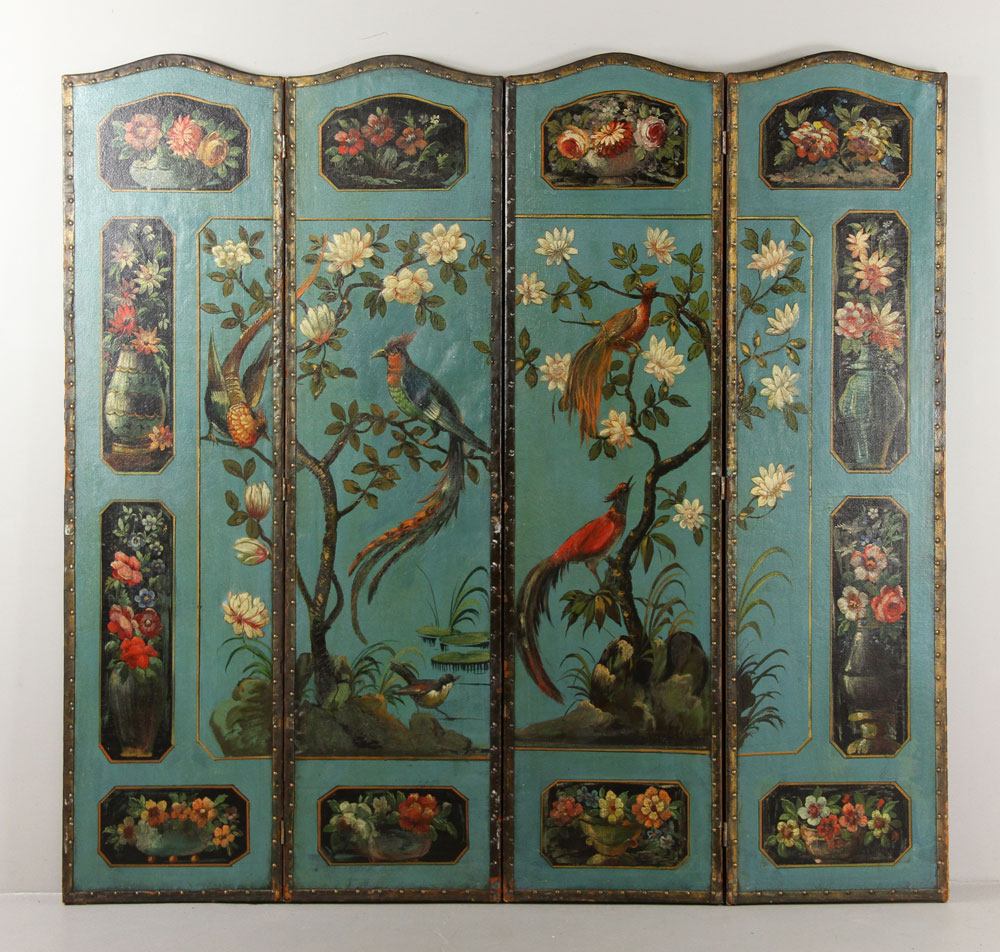 Appraisal: - th C Continental -Panel Screen Late th century Continental