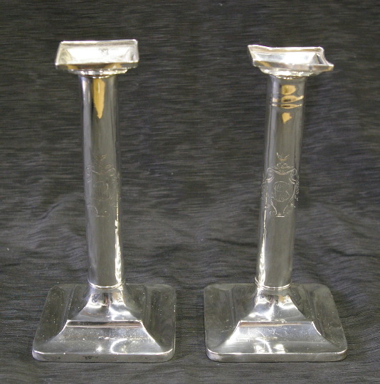 Appraisal: Pair of Tiffany and Company Sterling Silver Columnar Candlesticks first